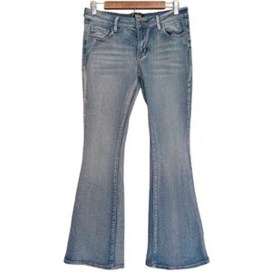 RISE SUPPLY CO Light Wash Cotton Mid Rise Flared Denim Blue Jeans Pants Size 7